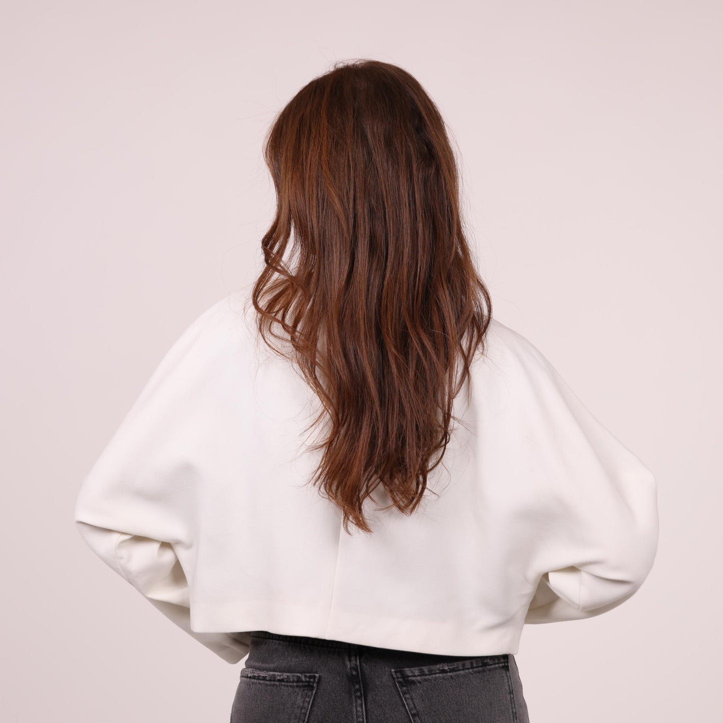 White Boxy Jacket with Gold Stud Accents