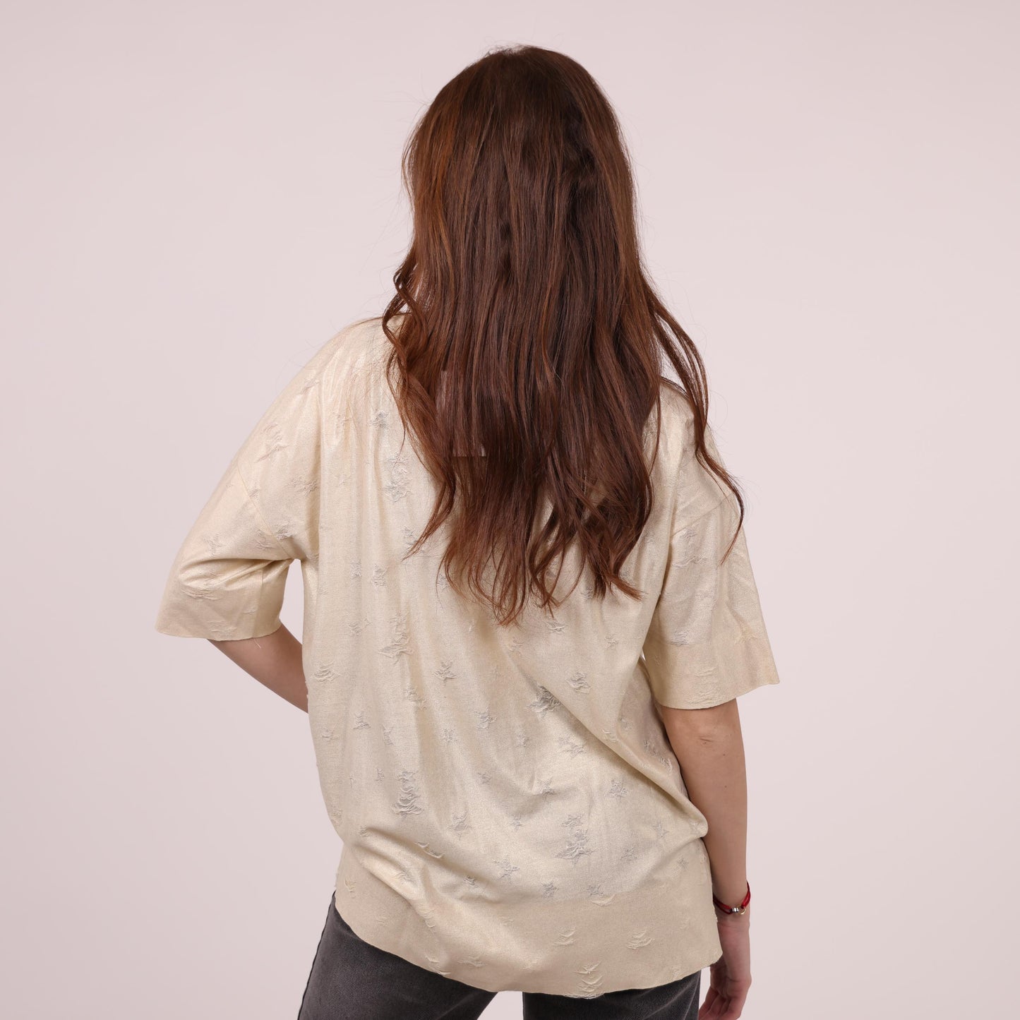 Metallic Beige Oversized Top