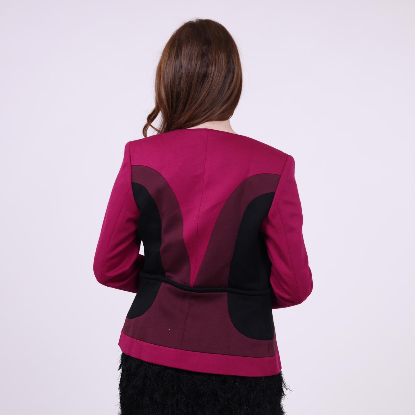 Bold Magenta Blazer with Black Panel Detailing
