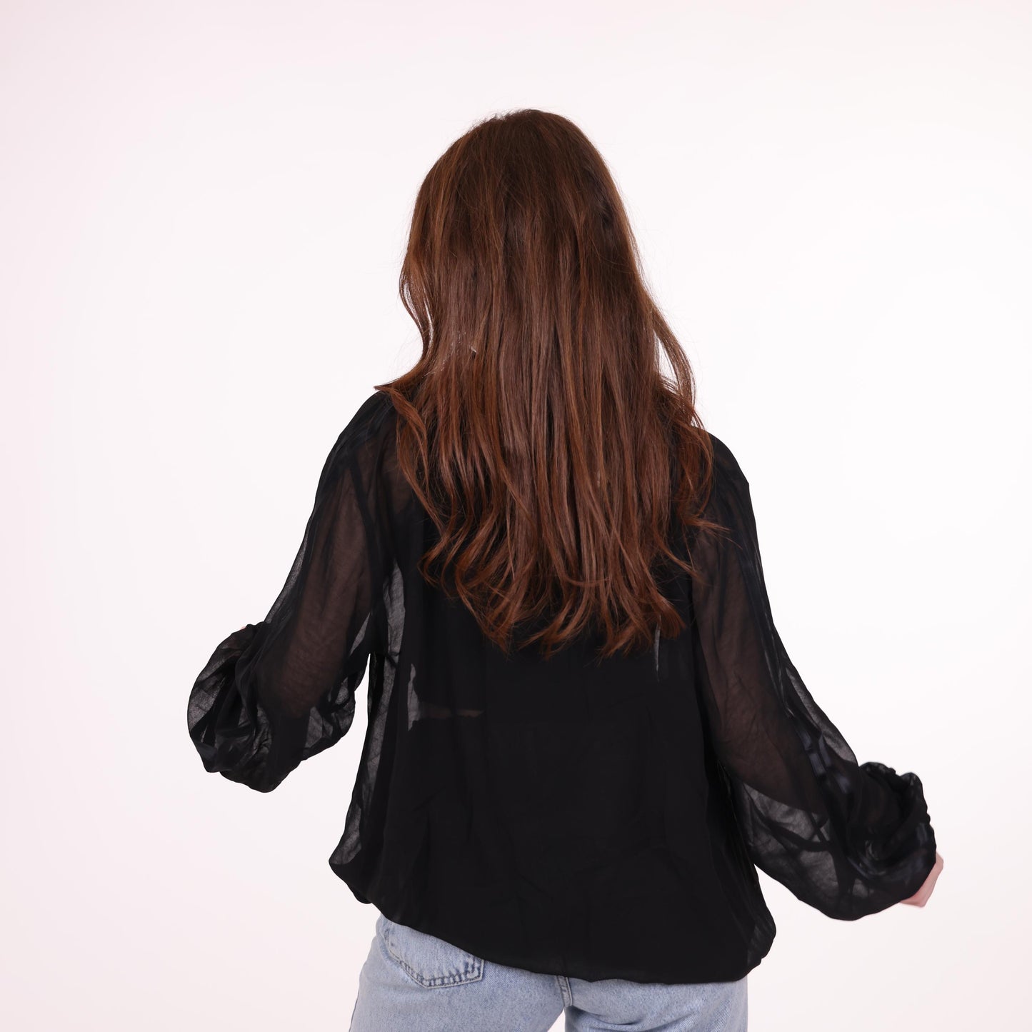 Sheer Black Bomber Jacket with Zipper Closure
