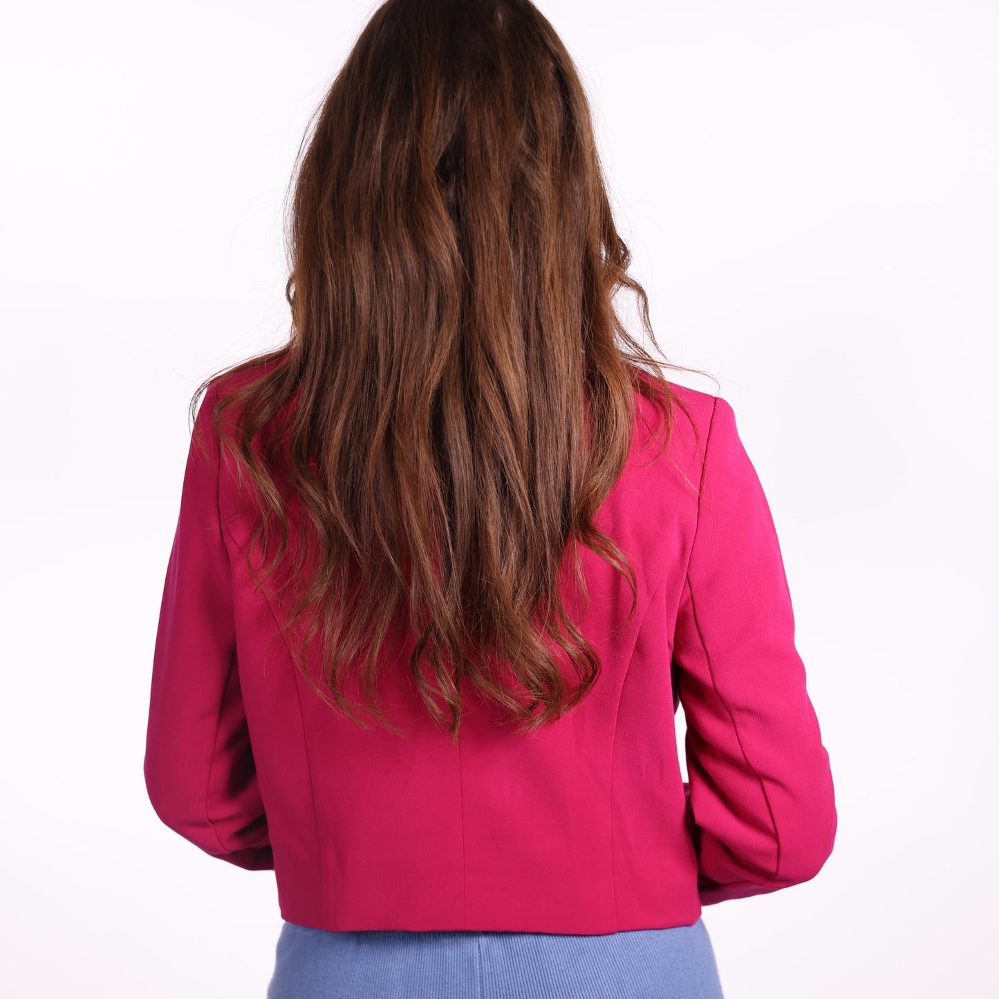 Fuchsia Cropped Jacket with Embellished Trim