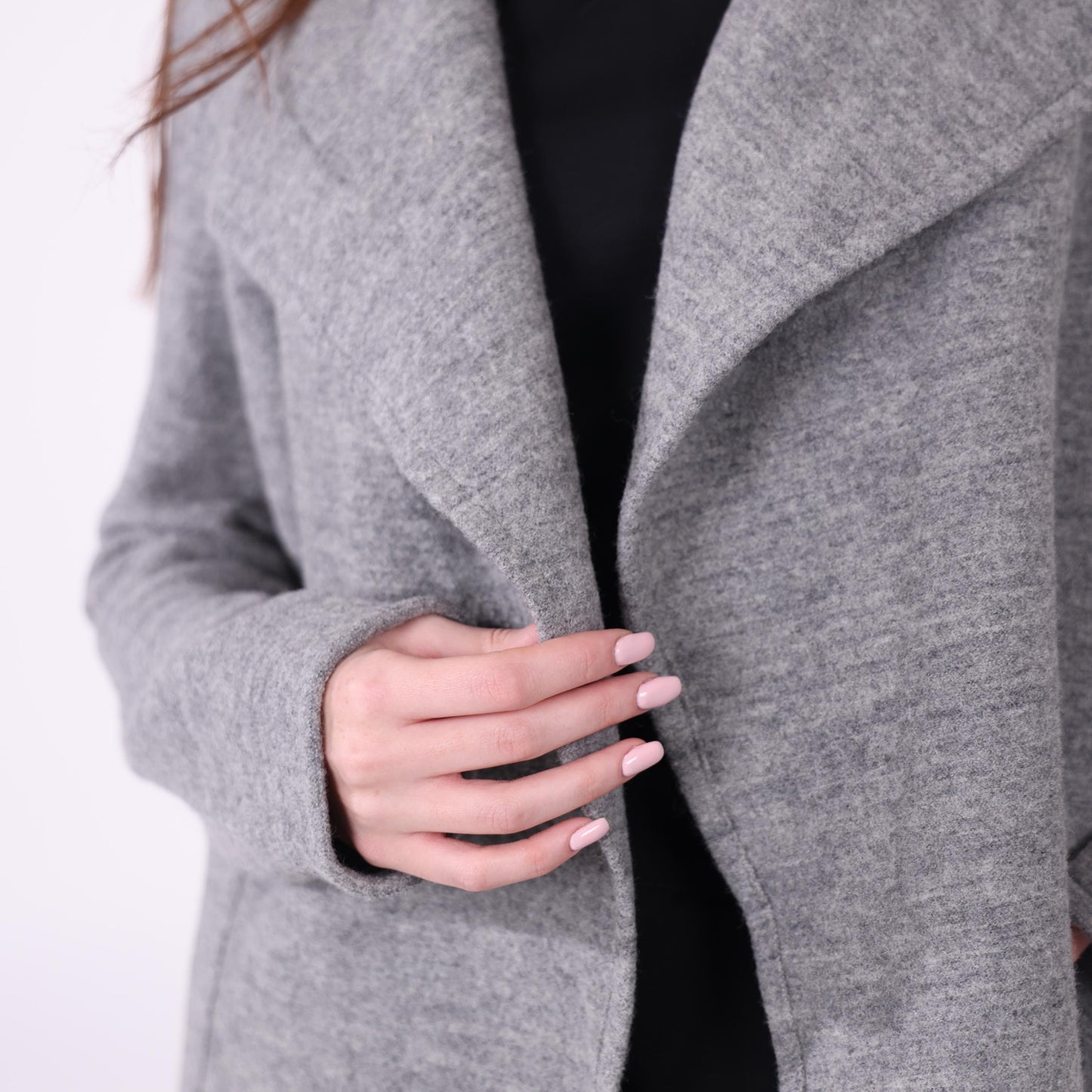 Grey Knit Open-Front Jacket