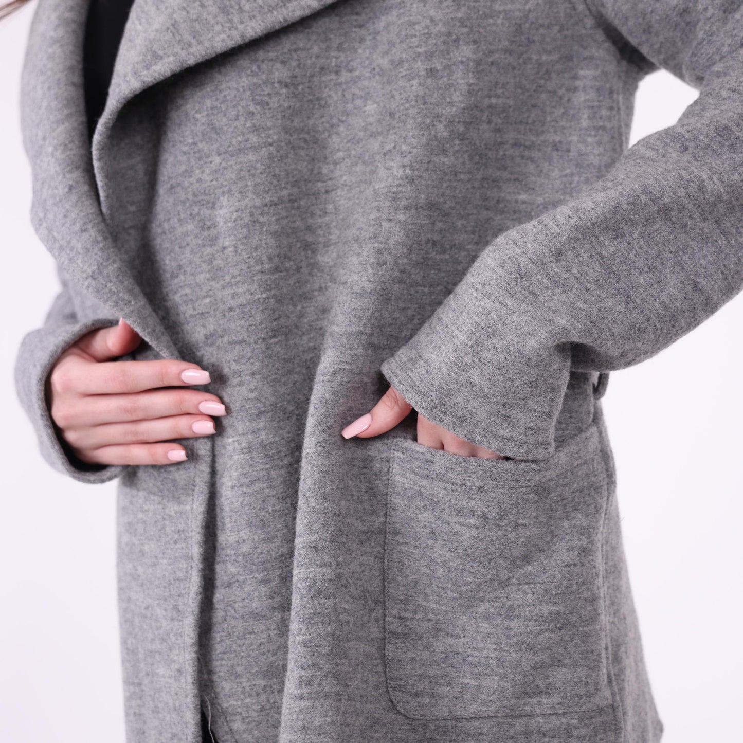 Grey Knit Open-Front Jacket