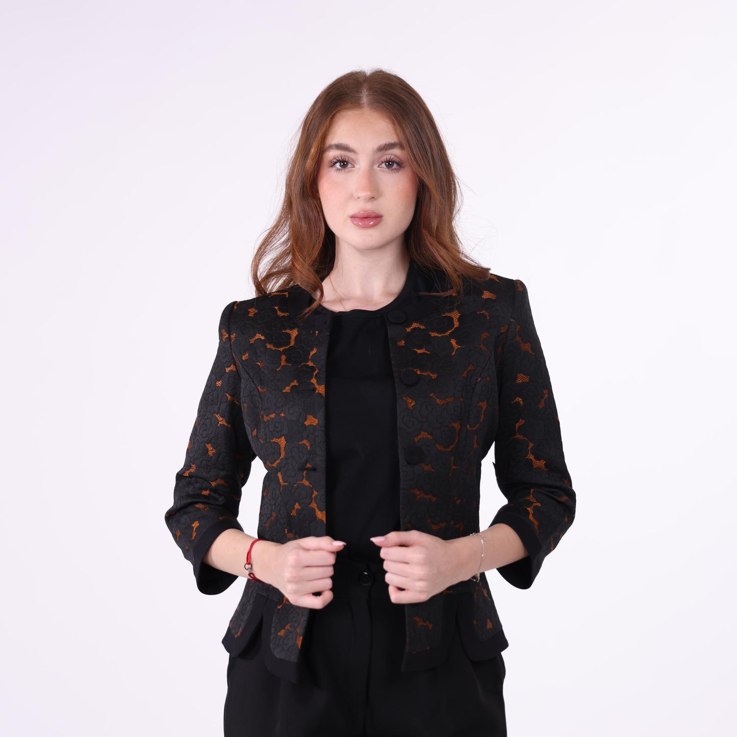 Black and Orange Textured Pattern Jacket