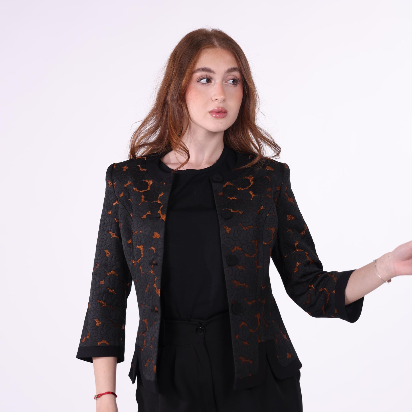 Black and Orange Textured Pattern Jacket