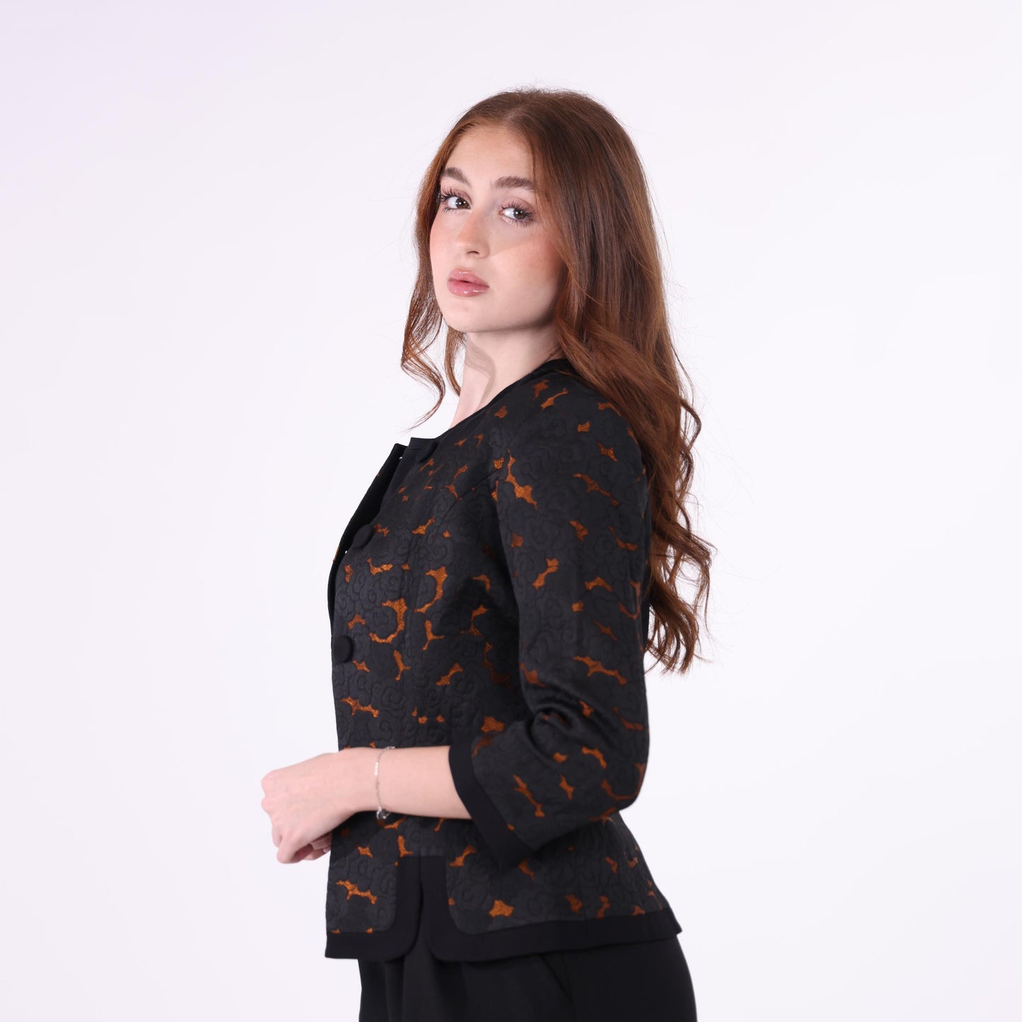 Black and Orange Textured Pattern Jacket