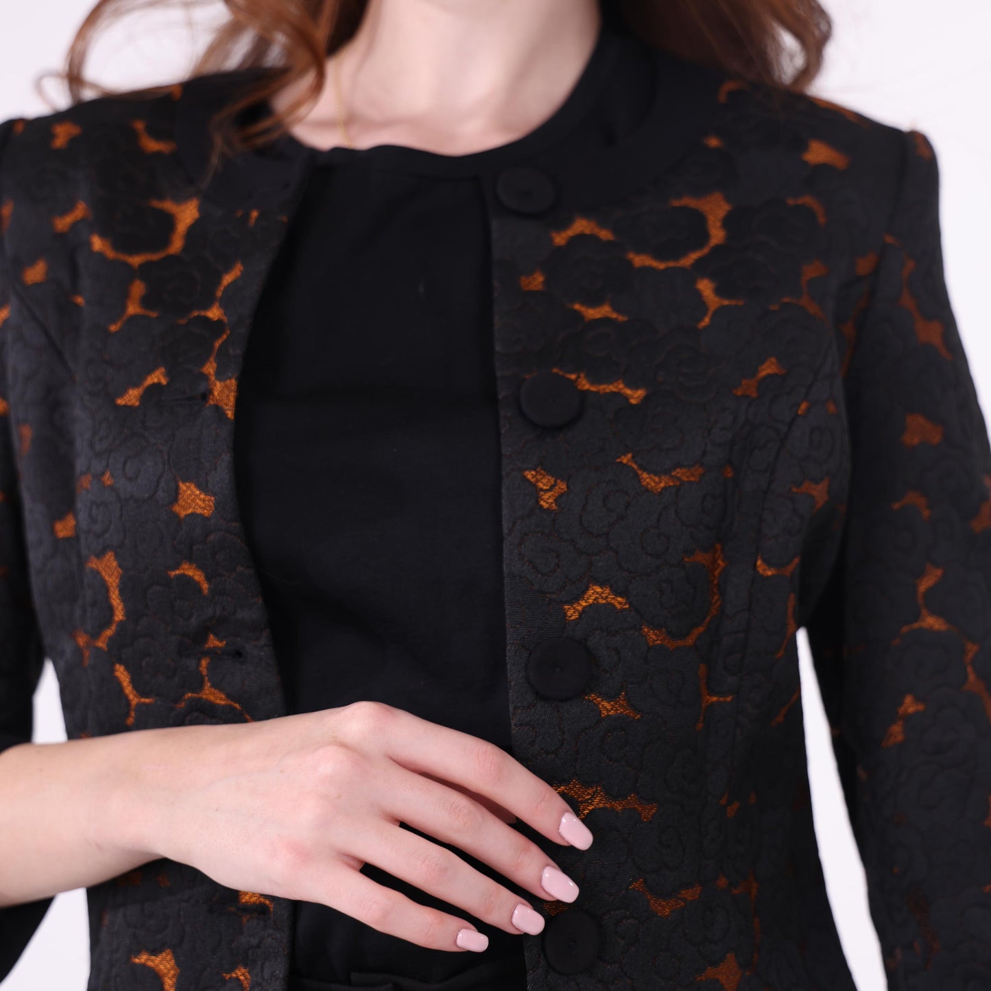 Black and Orange Textured Pattern Jacket