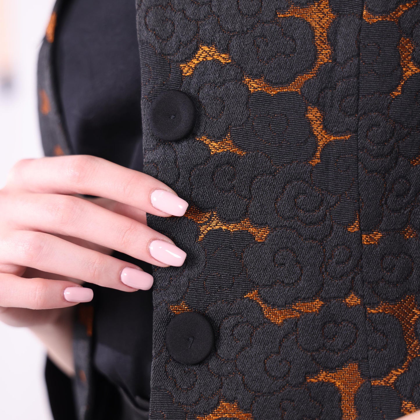 Black and Orange Textured Pattern Jacket