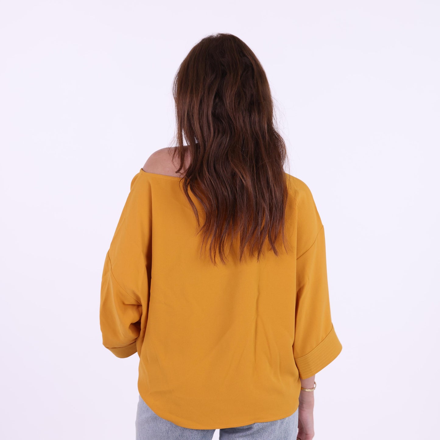 Mustard Yellow Off-Shoulder Oversized Top