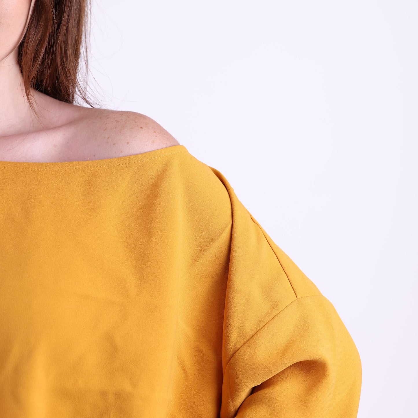 Mustard Yellow Off-Shoulder Oversized Top
