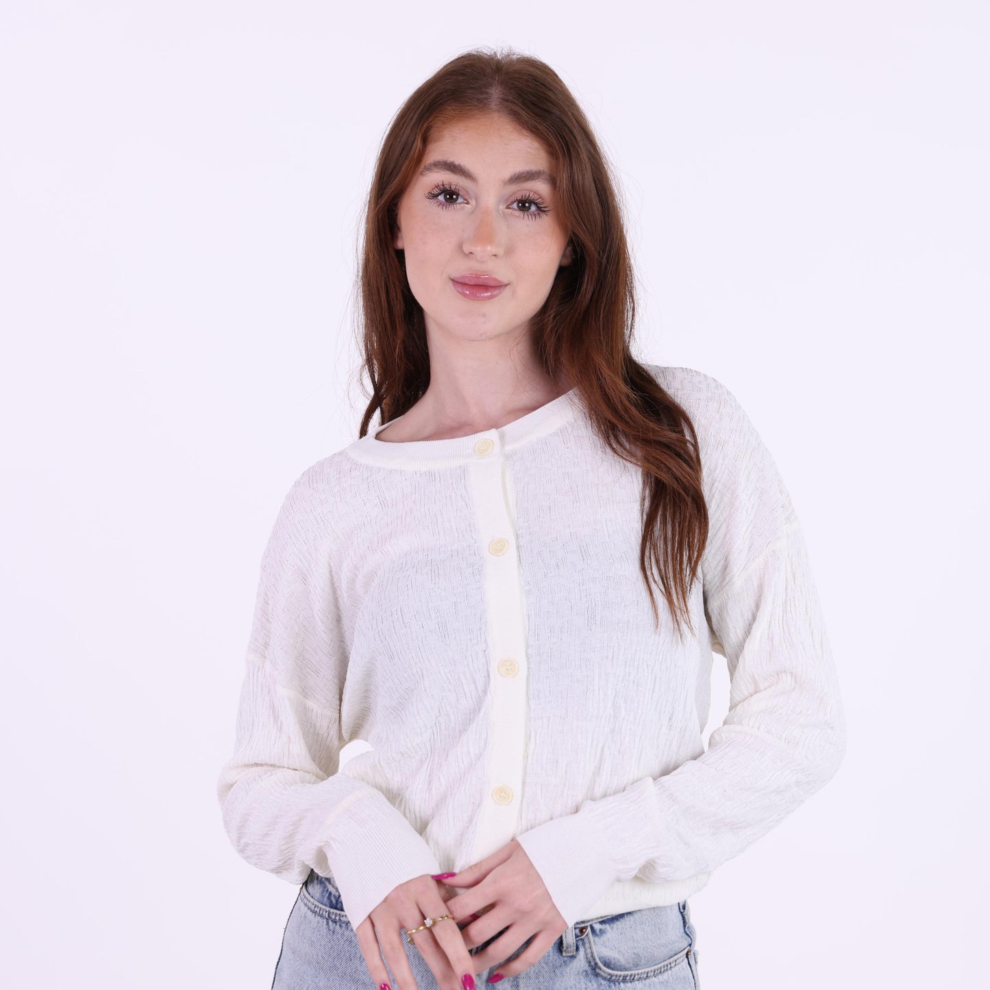 Cream Button-Down Lightweight Cardigan