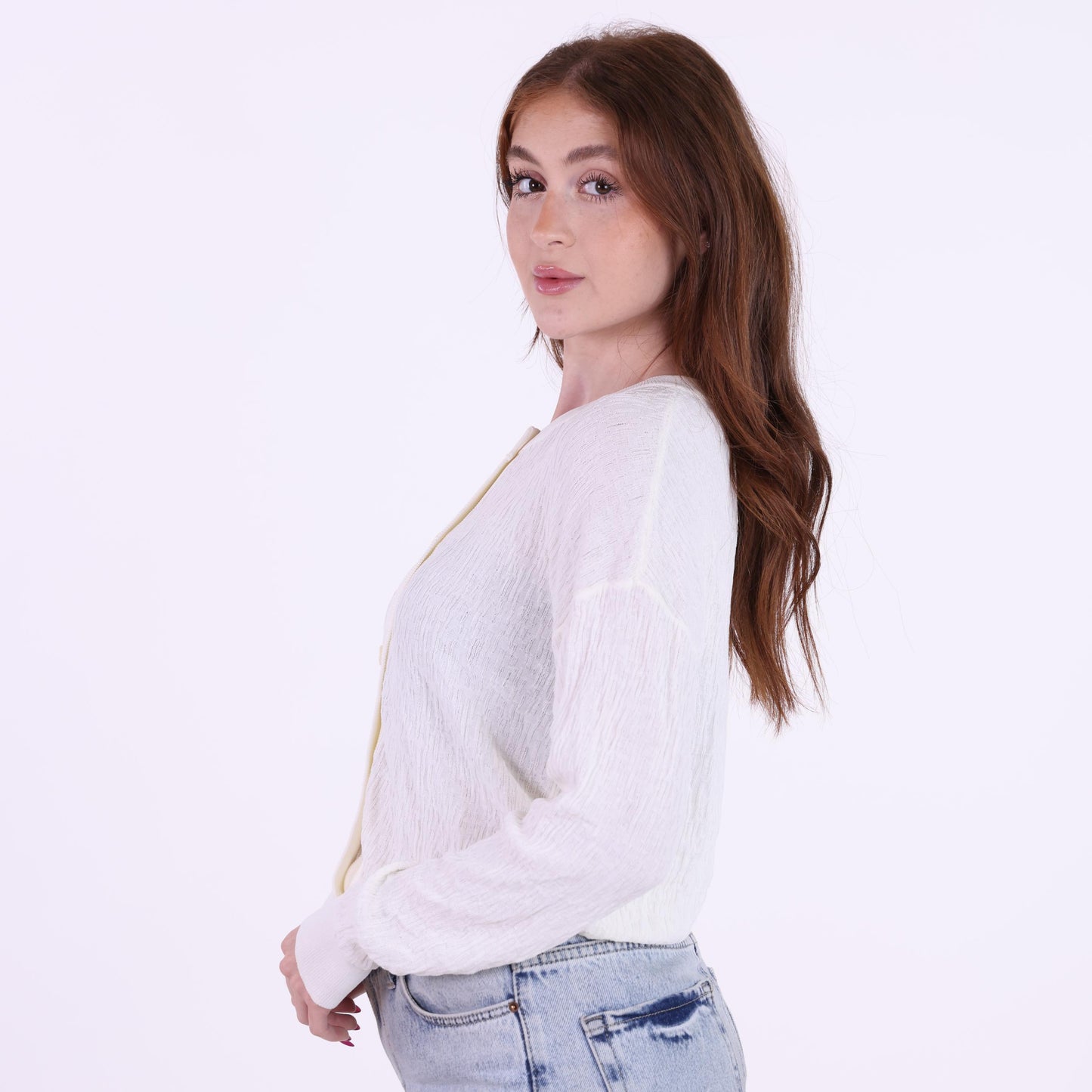Cream Button-Down Lightweight Cardigan