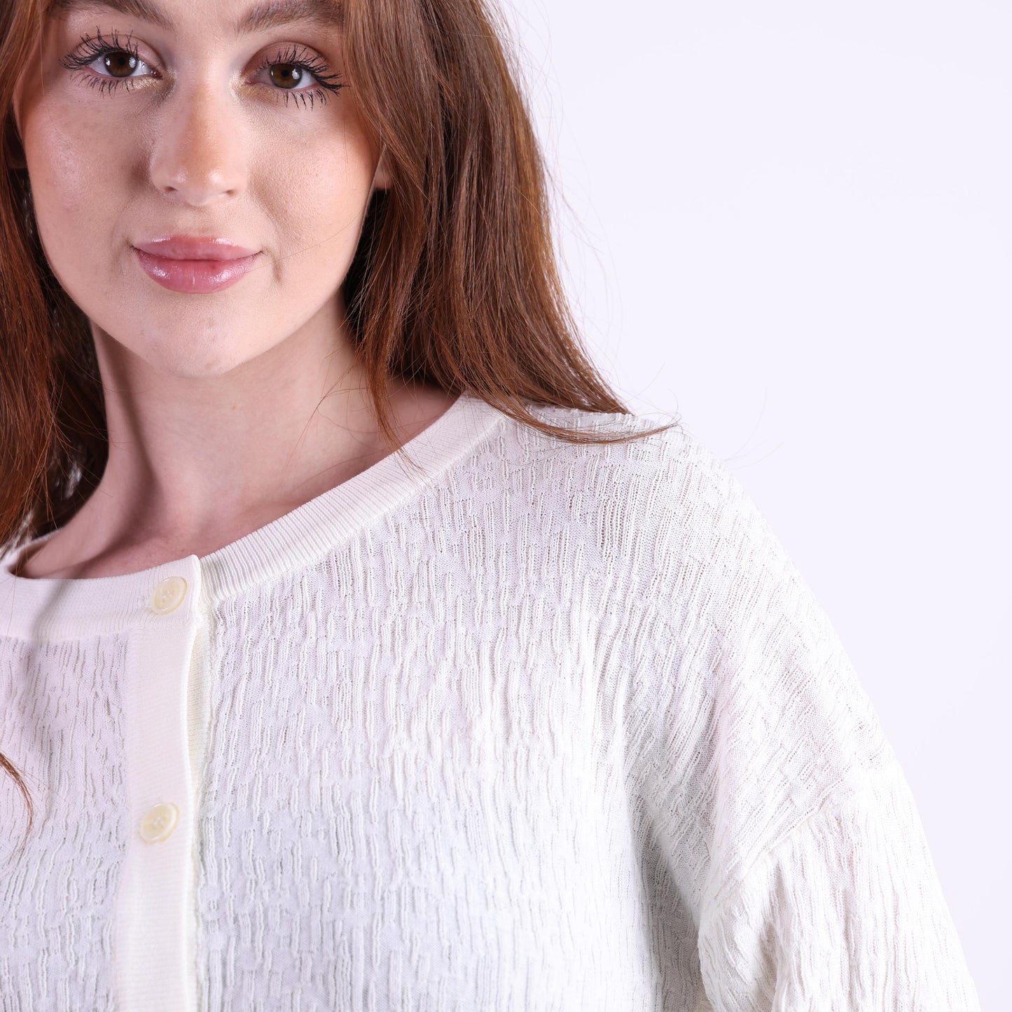 Cream Button-Down Lightweight Cardigan