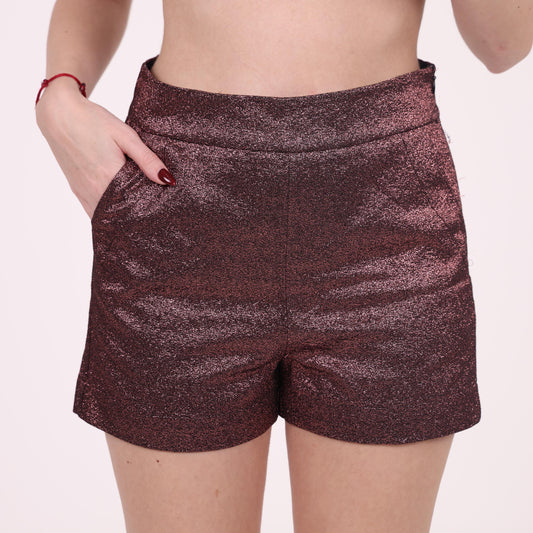 Metallic Burgundy Glitter Shorts