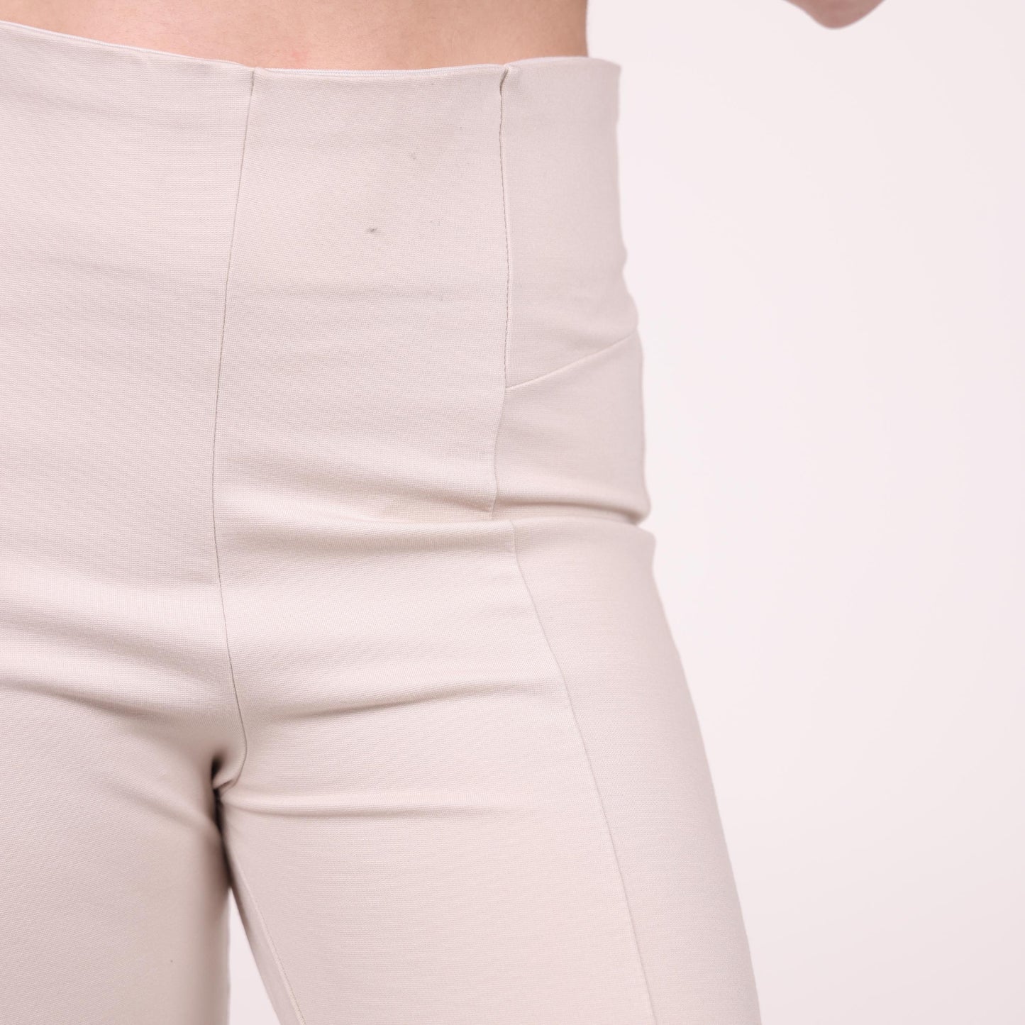 High-Waisted Cream Slim-Fit Pants