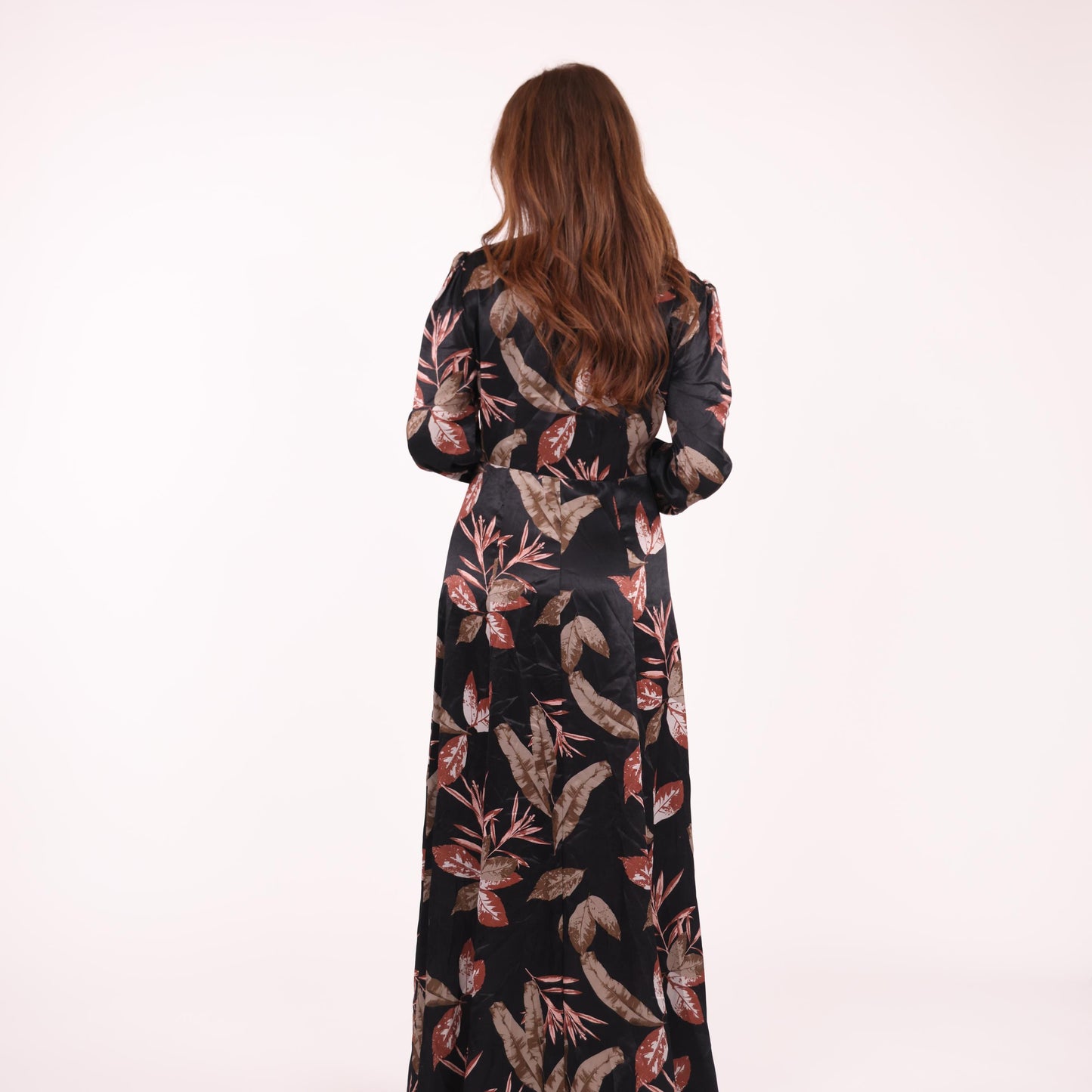 Black Floral Print Maxi Shirt Dress