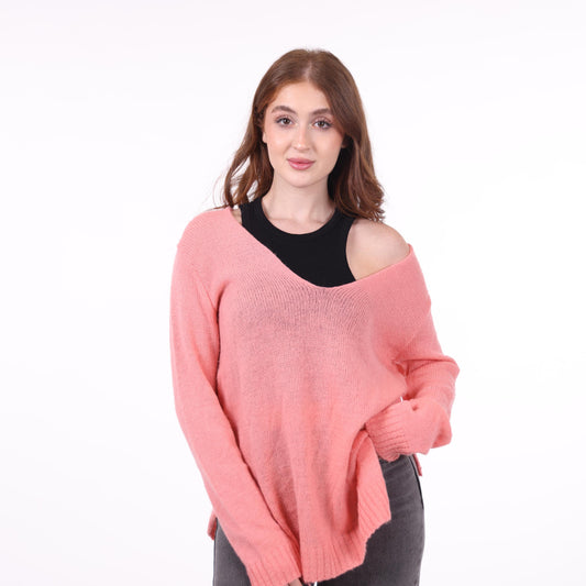 Soft Pink Oversized Knit Sweater