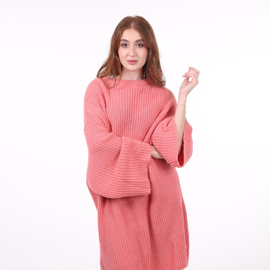 Oversized Pink Knit Sweater Dress