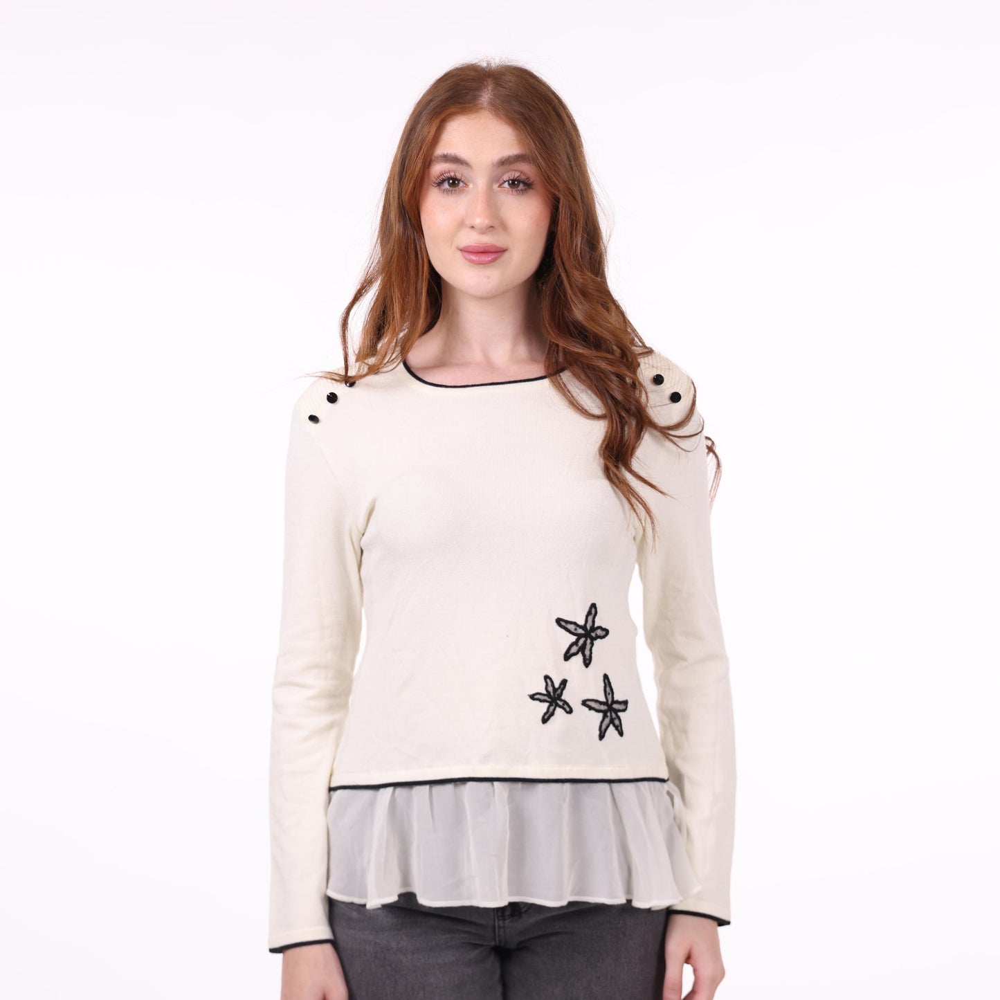 Cream Long Sleeve Top