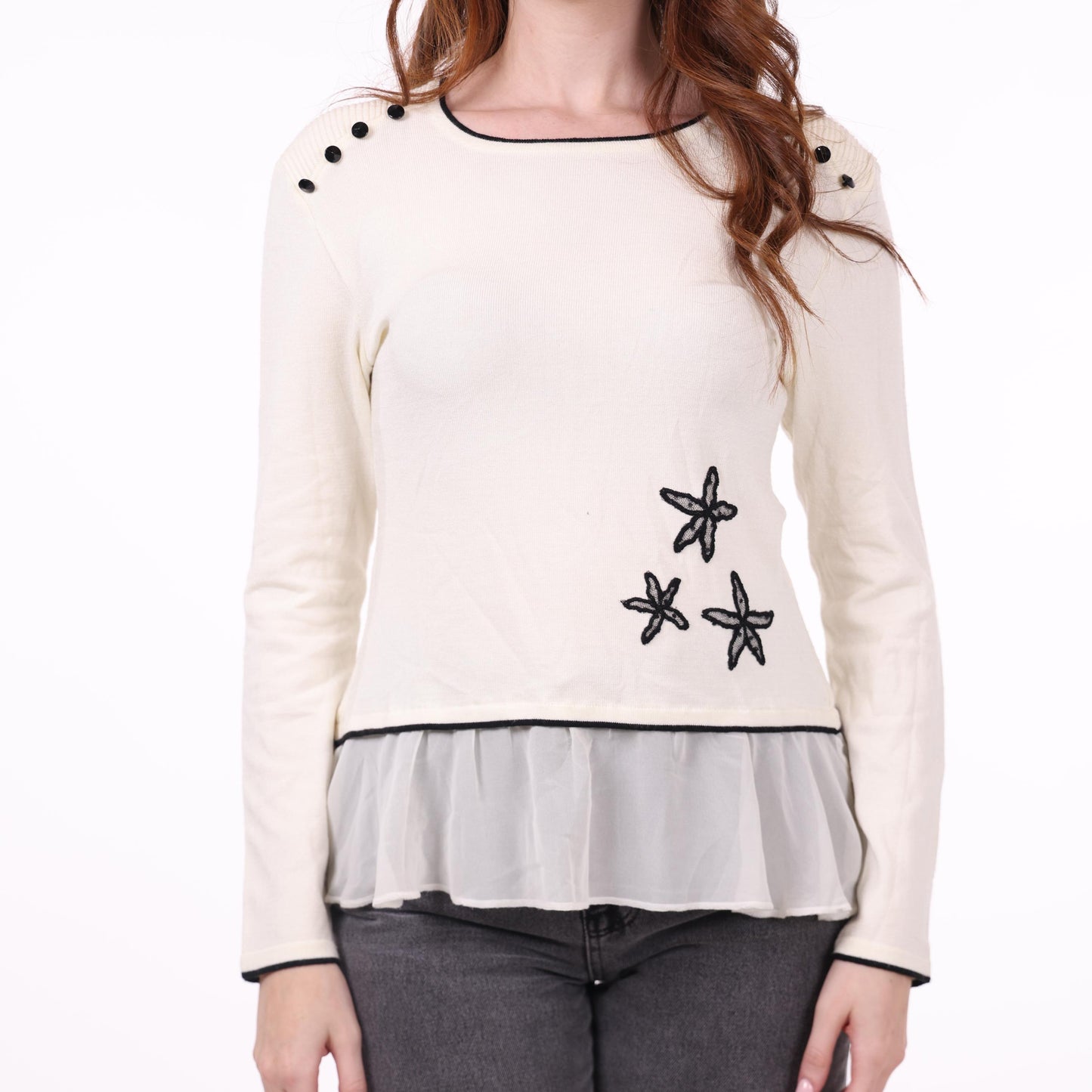 Cream Long Sleeve Top