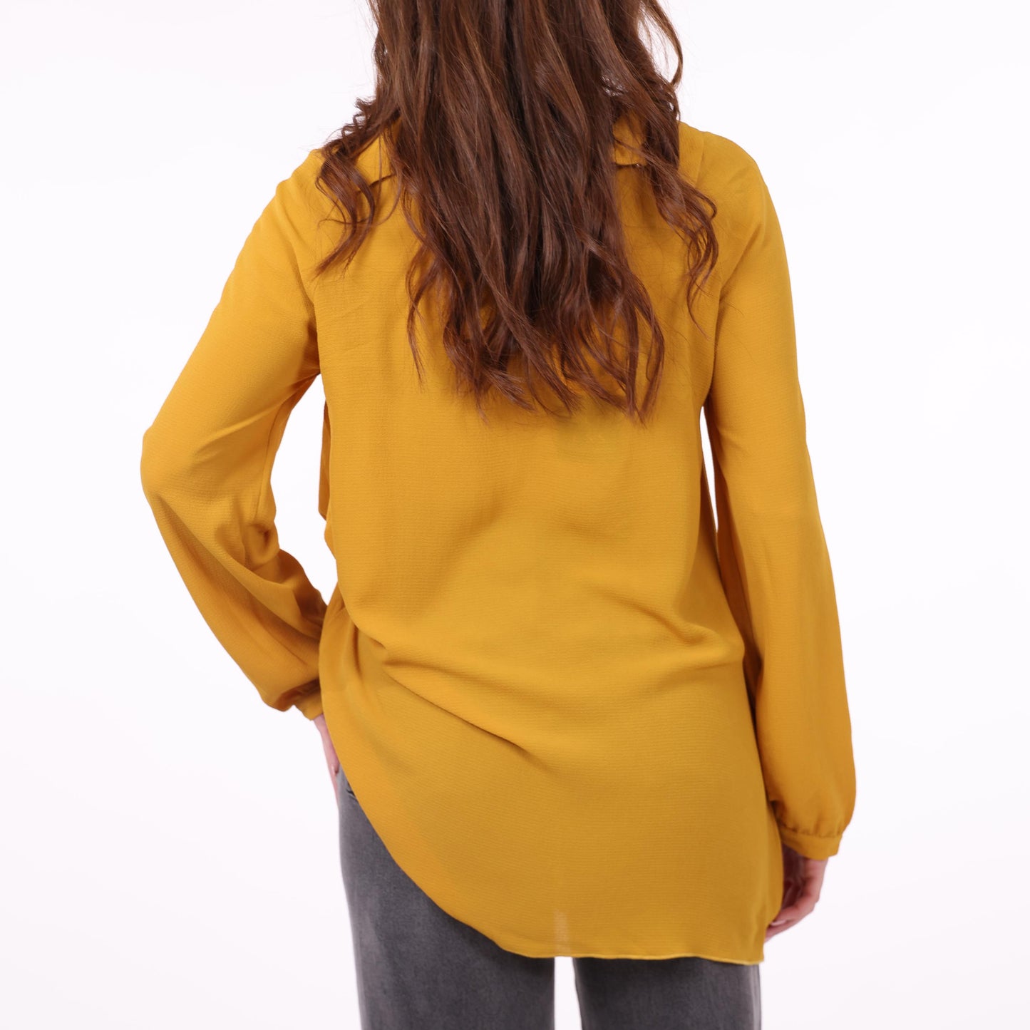 Mustard Yellow Draped Collar Blouse