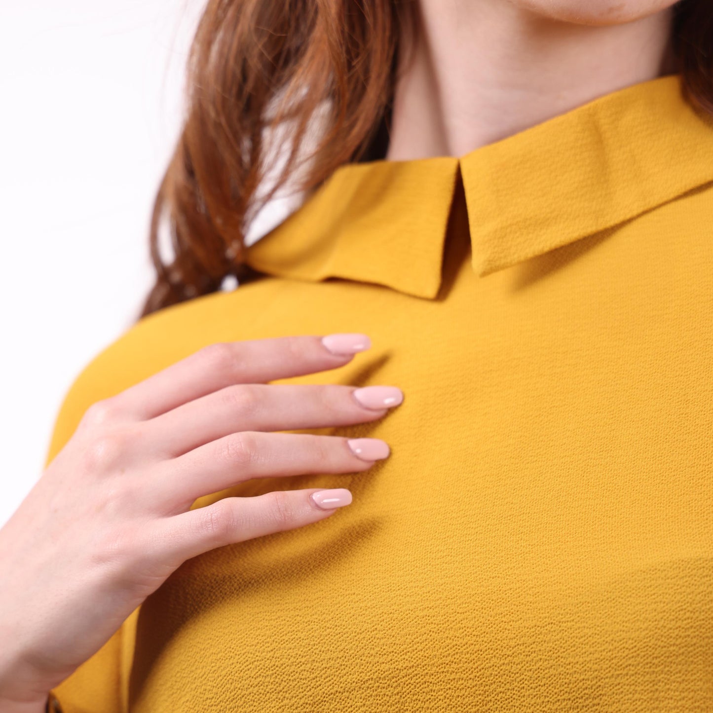 Mustard Yellow Draped Collar Blouse