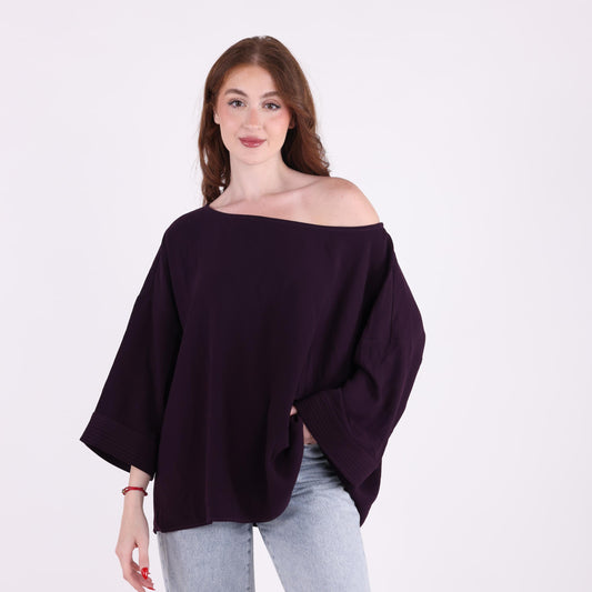 Oversized Off-Shoulder Plum Top