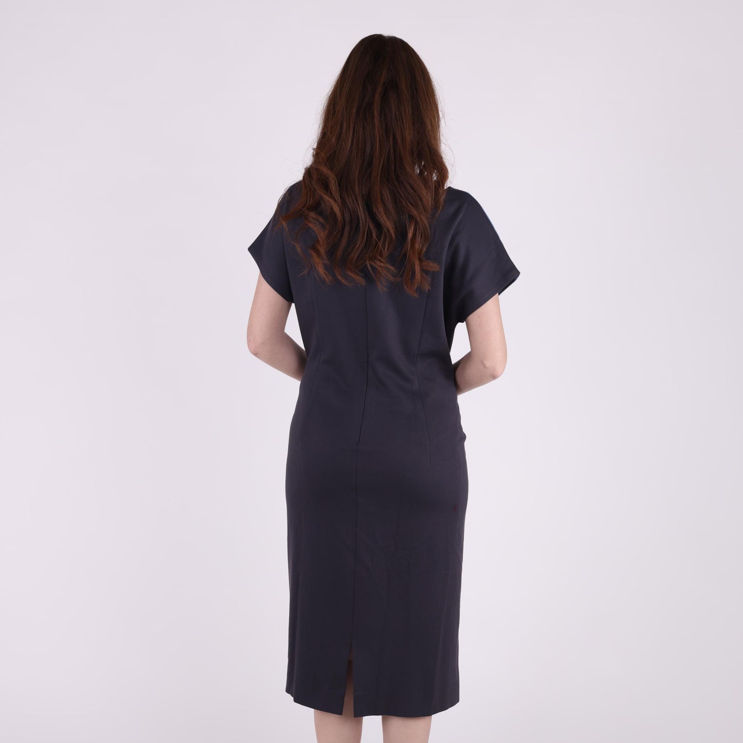 Two-Tone Blue and Black Midi Dress