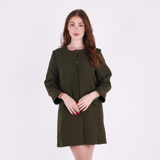Olive Green Button-Front Coat