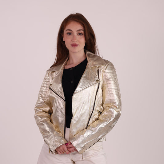 Metallic Gold Moto Jacket