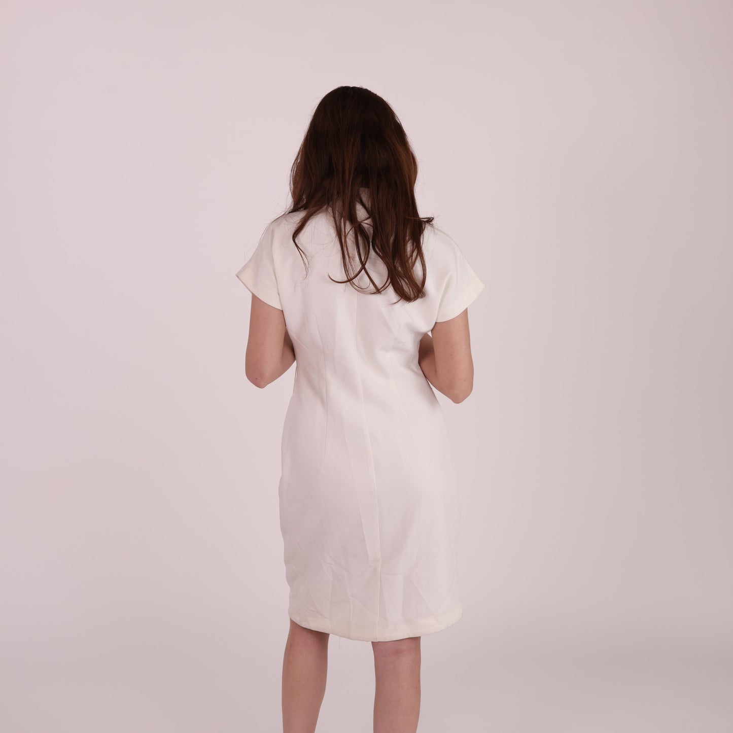 Ivory Wrap-Front Midi Dress