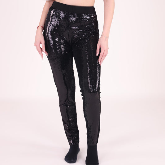 Black Sequin High-Waisted Leggings