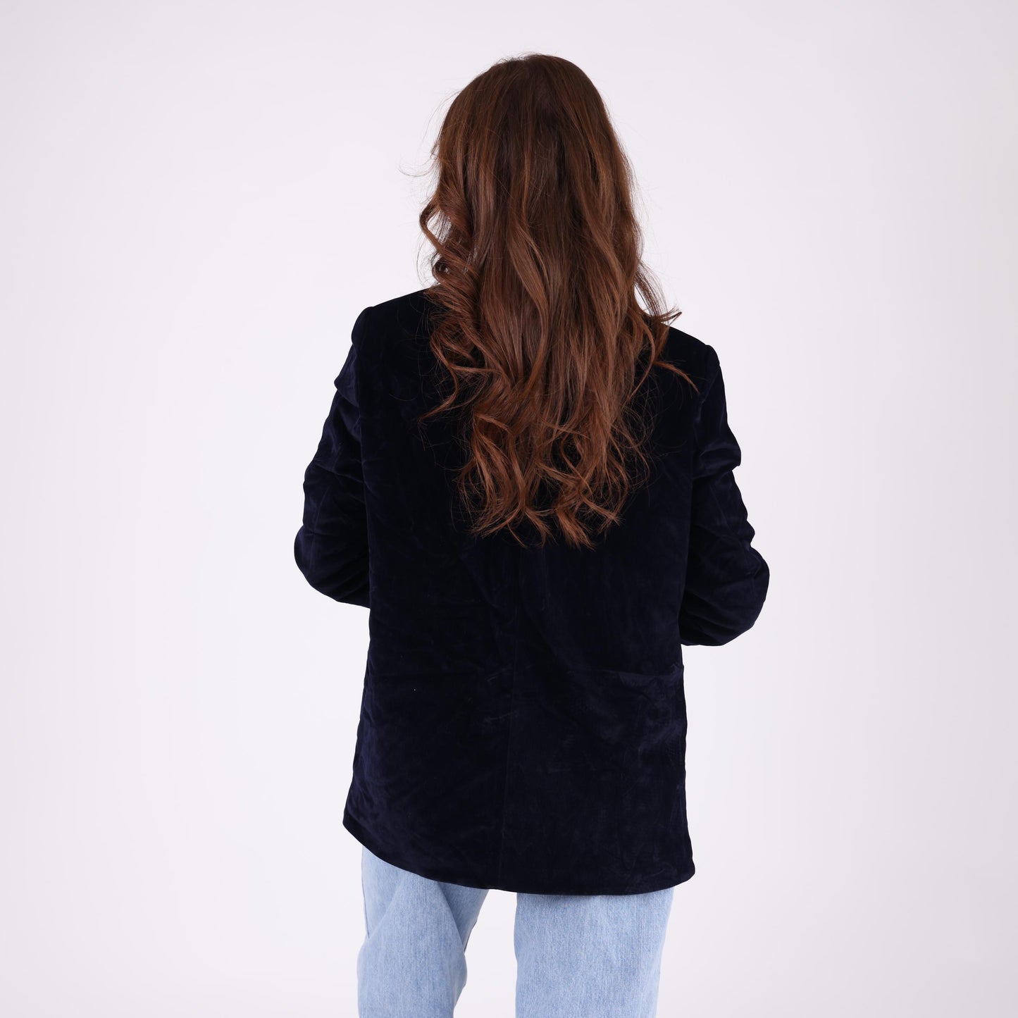 Dark Blue Velvet Blazer