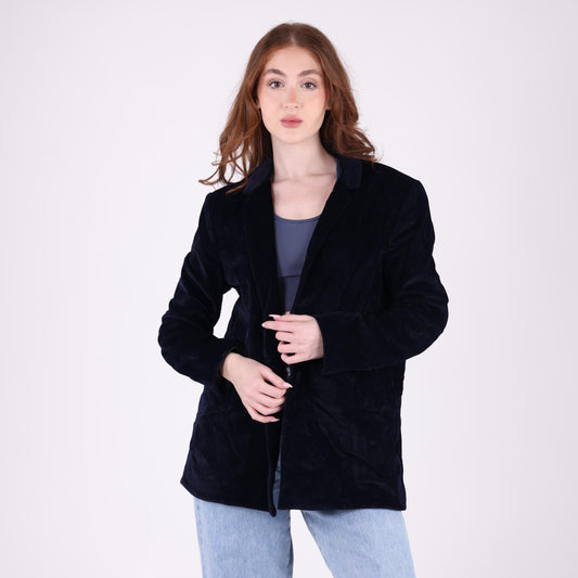 Dark Blue Velvet Blazer