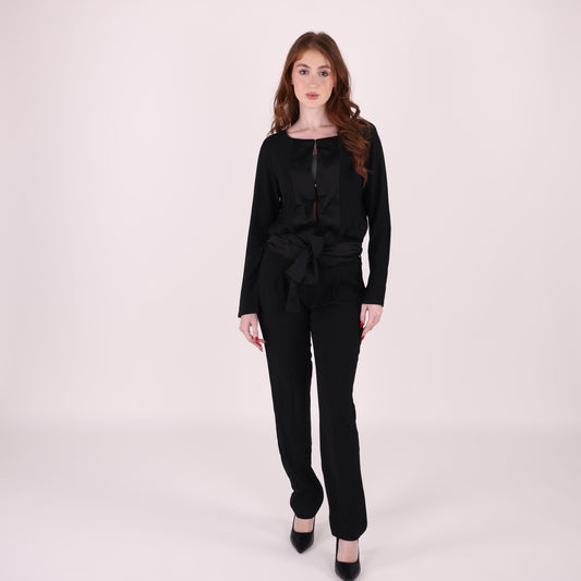 Elegant Black Tie-Waist Jumpsuit