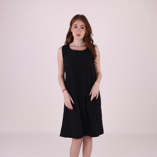 Elegant Black Sleeveless A-Line Dress