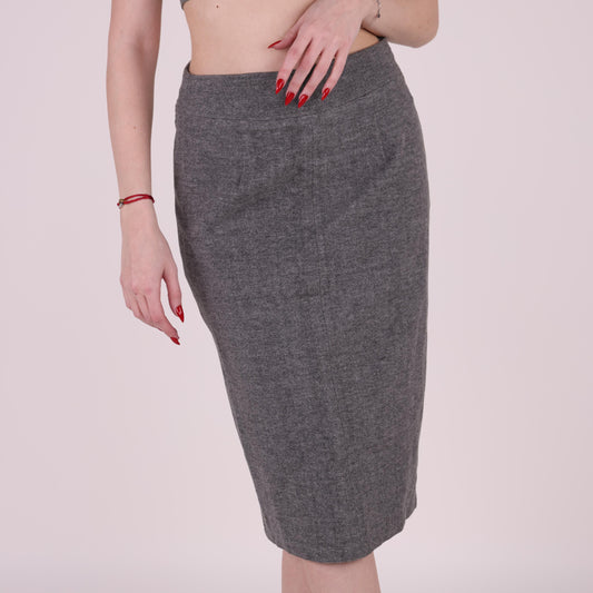 Gray High-Waist Pencil Skirt