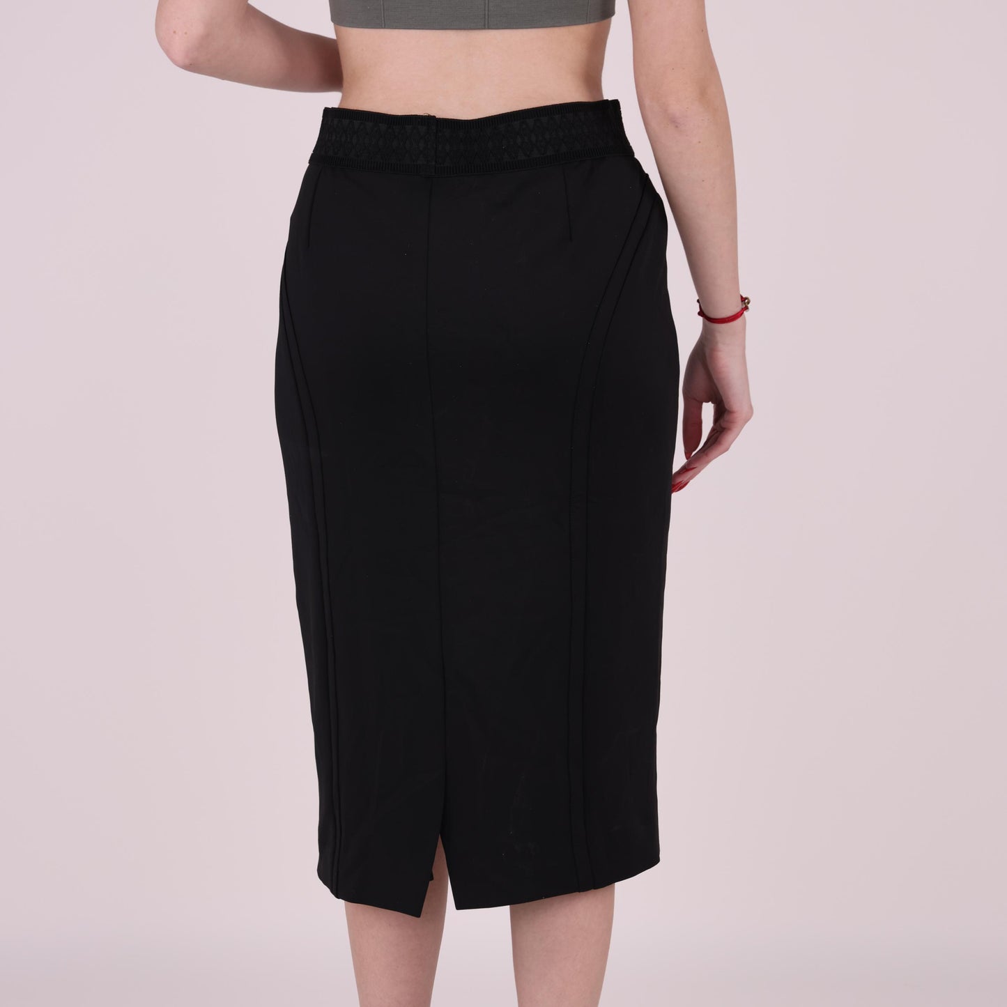 Black High-Waisted Midi Skirt