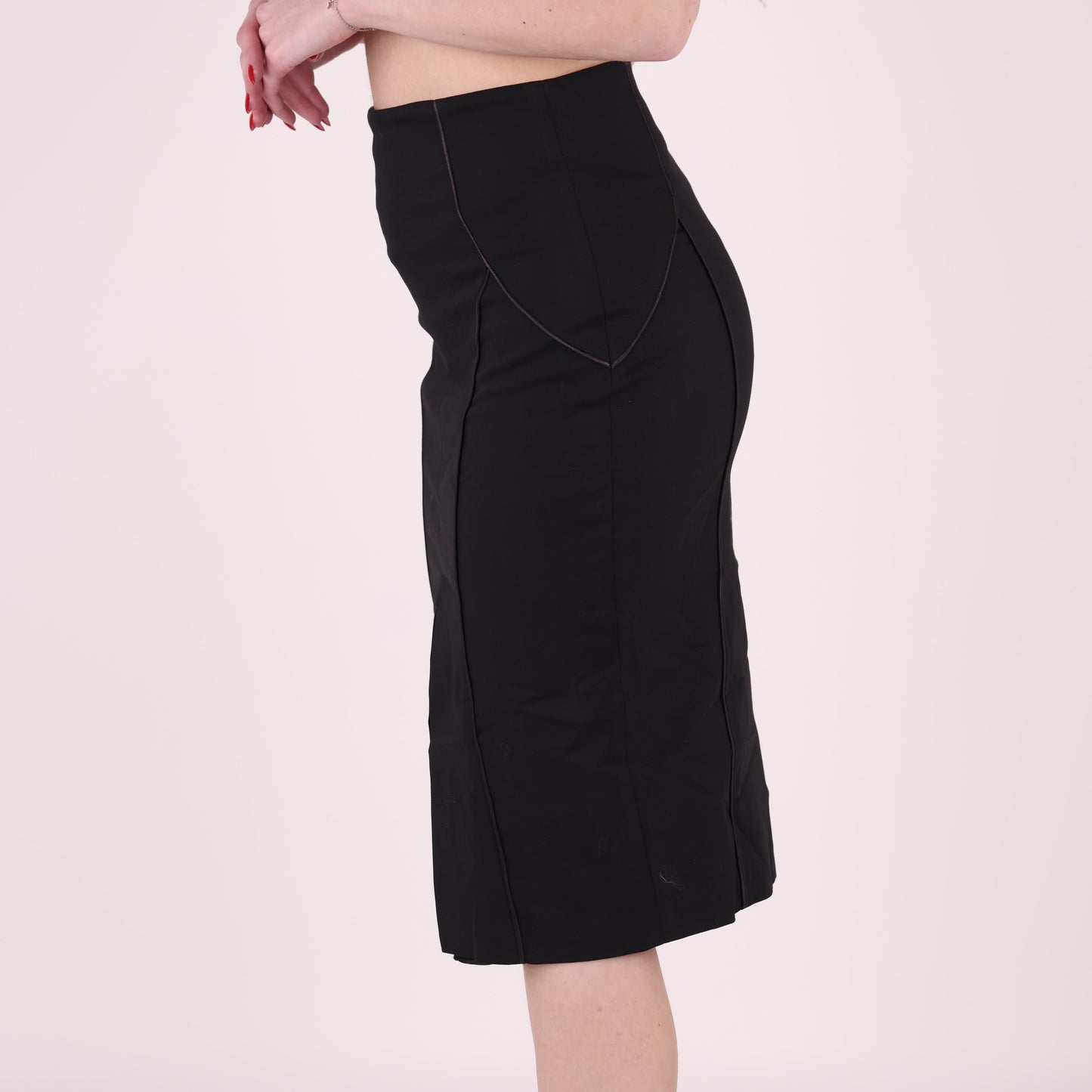 Black High-Waisted Slit Pencil Skirt