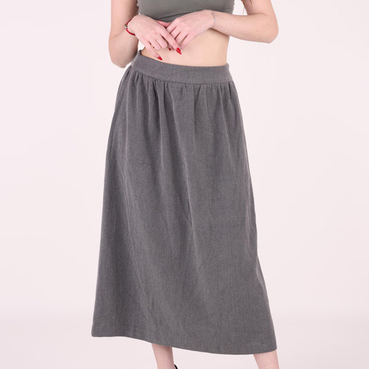 Elegant High-Waisted Grey Maxi Skirt