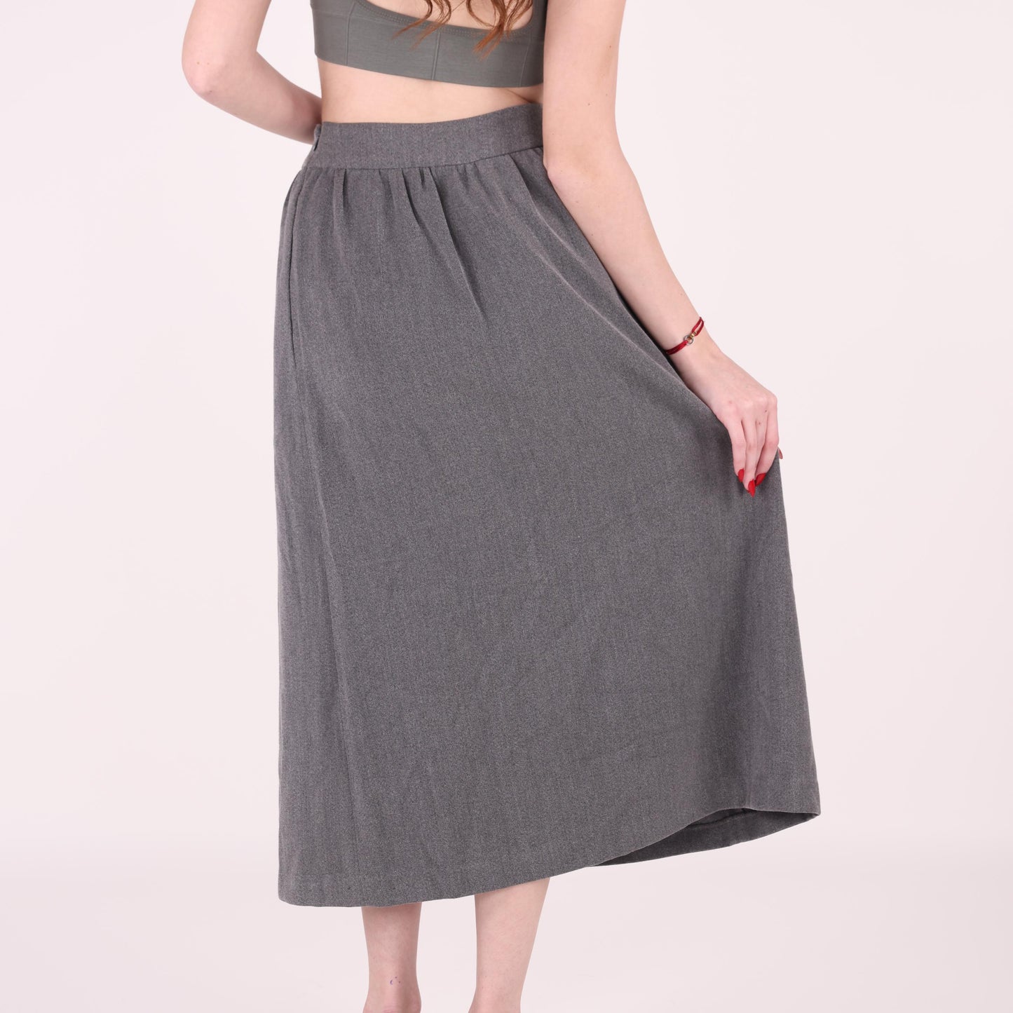 Elegant High-Waisted Grey Maxi Skirt