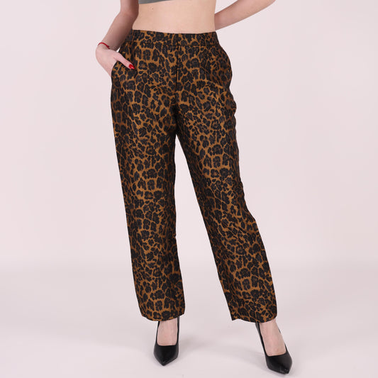 Leopard Print Straight-Leg Pants