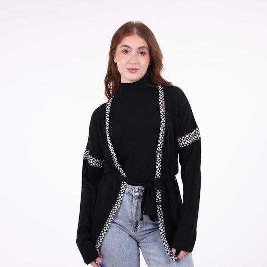 Black Open-Front Cardigan