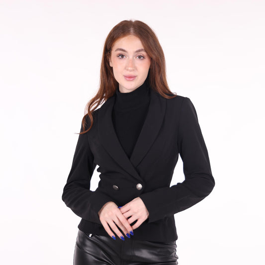 Black Double-Breasted Tailored Blazer