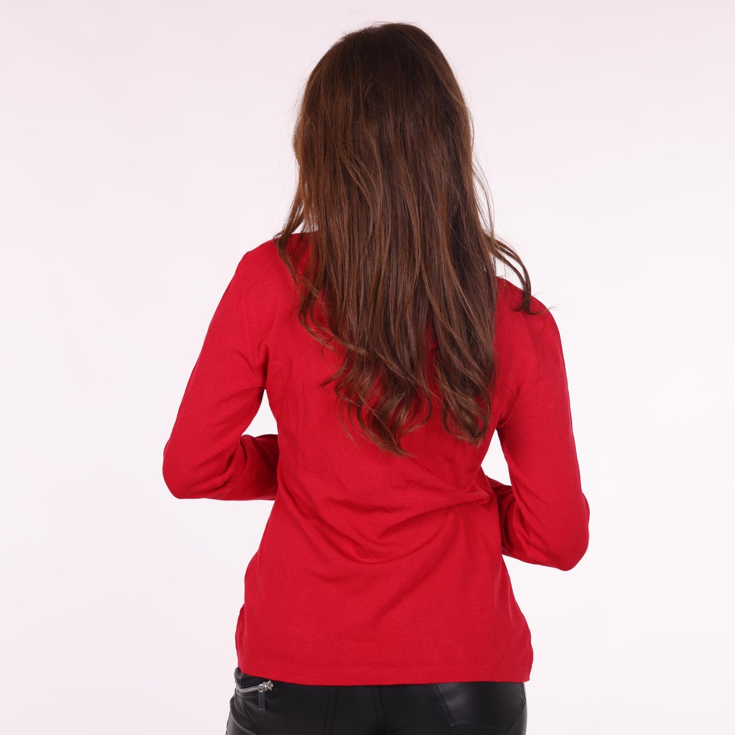 Red Long-Sleeve Knit Top