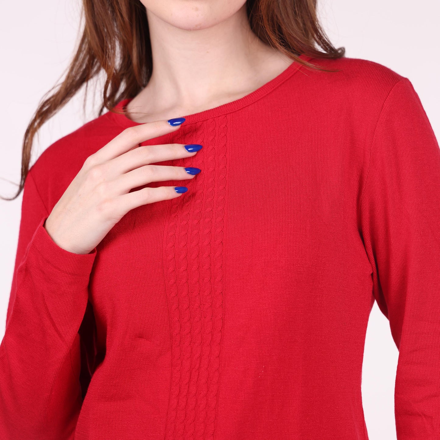 Red Long-Sleeve Knit Top