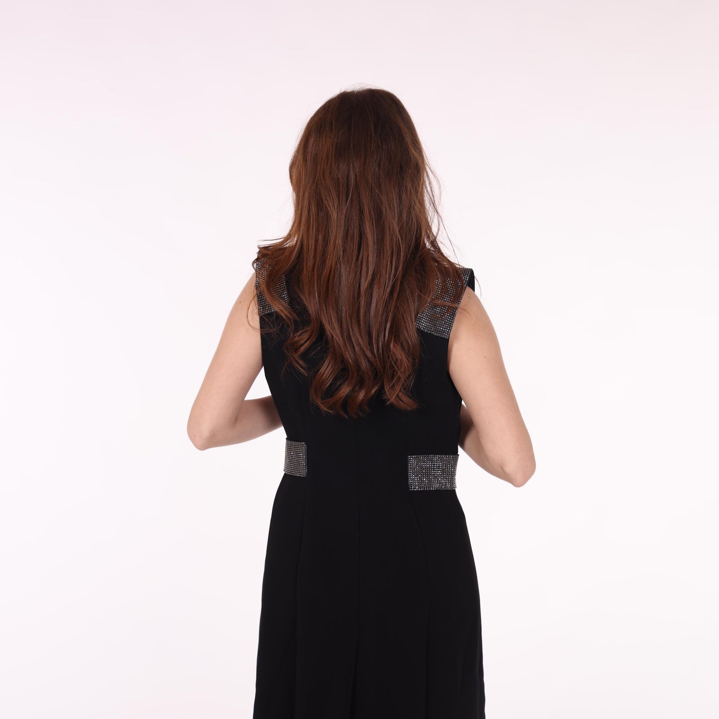 Black Midi Dress with Silver Embellishments