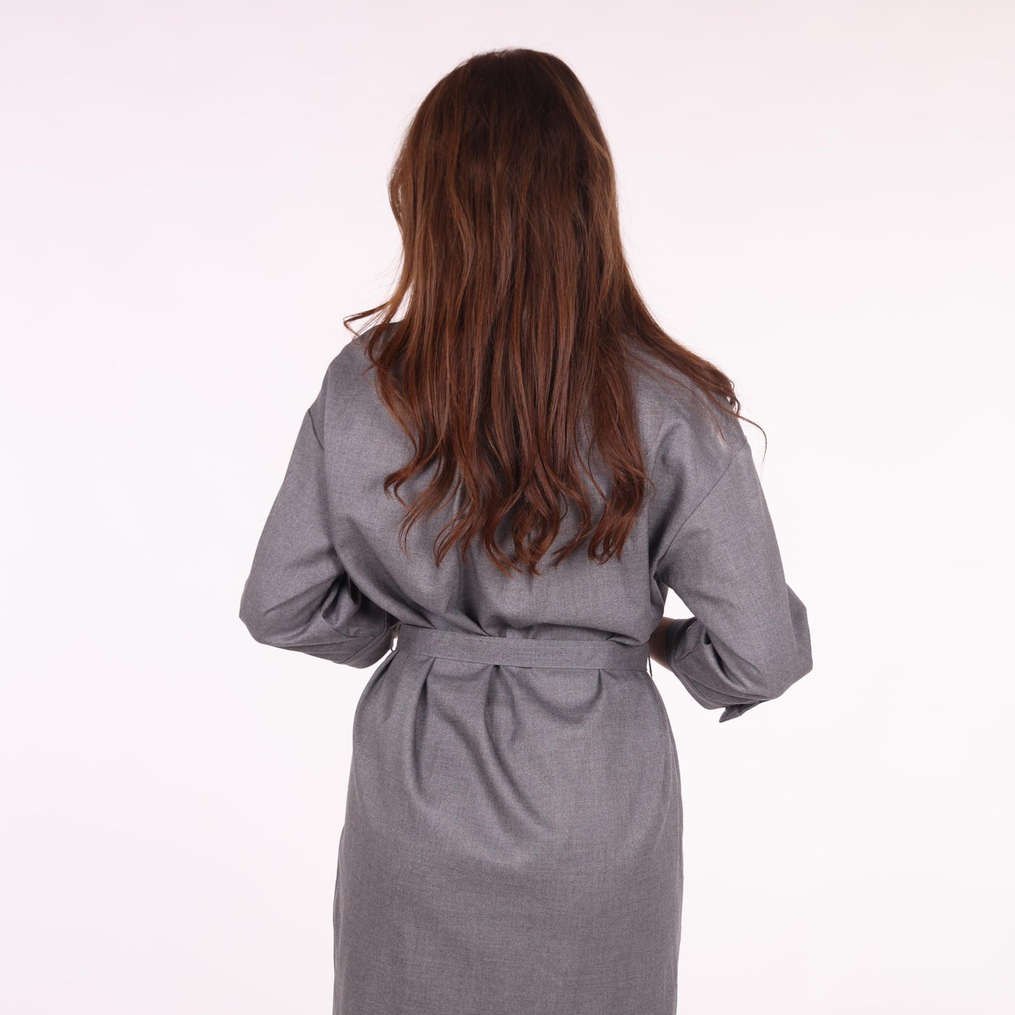 Gray Belted Shirt Dress