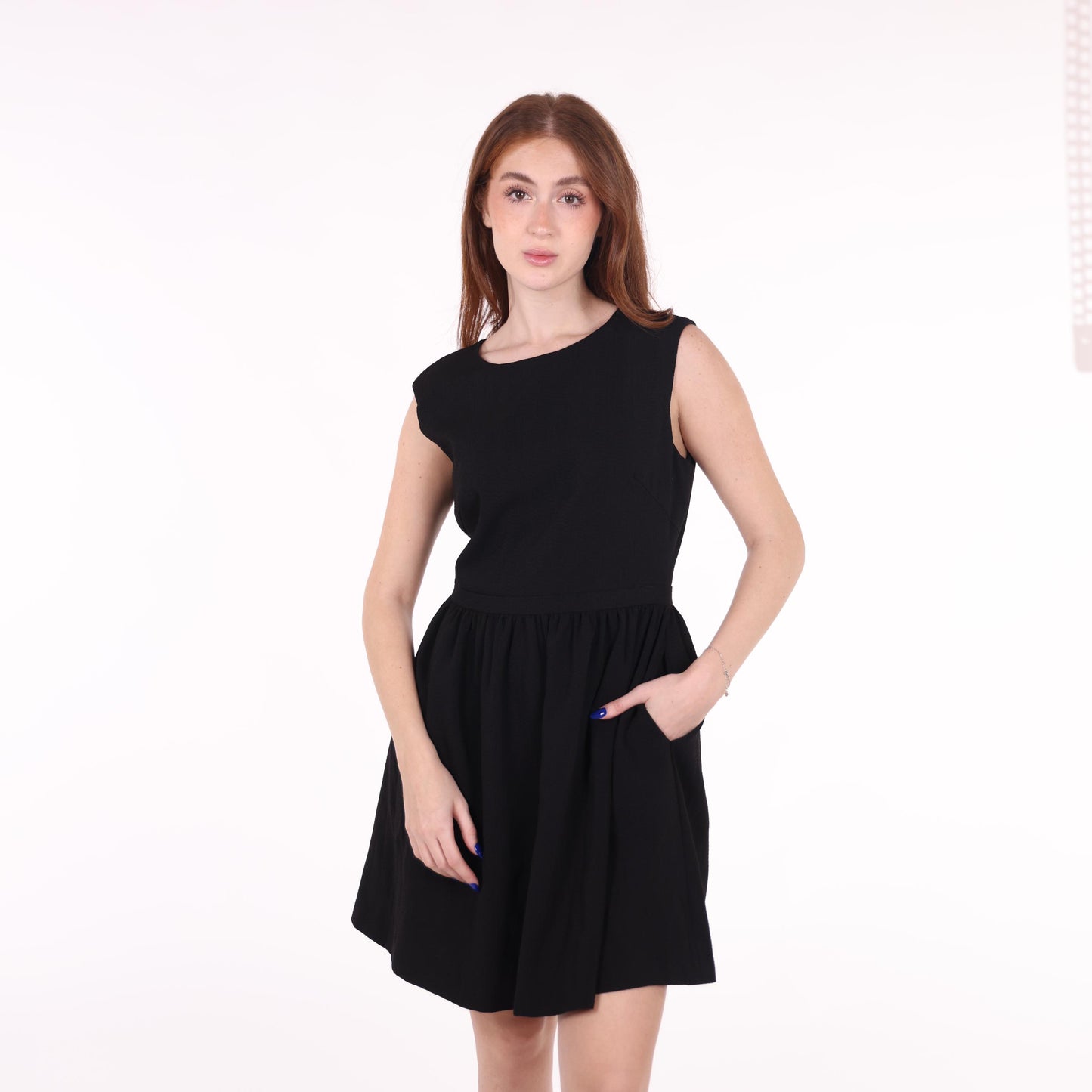 Sleeveless Black Fit-and-Flare Dress