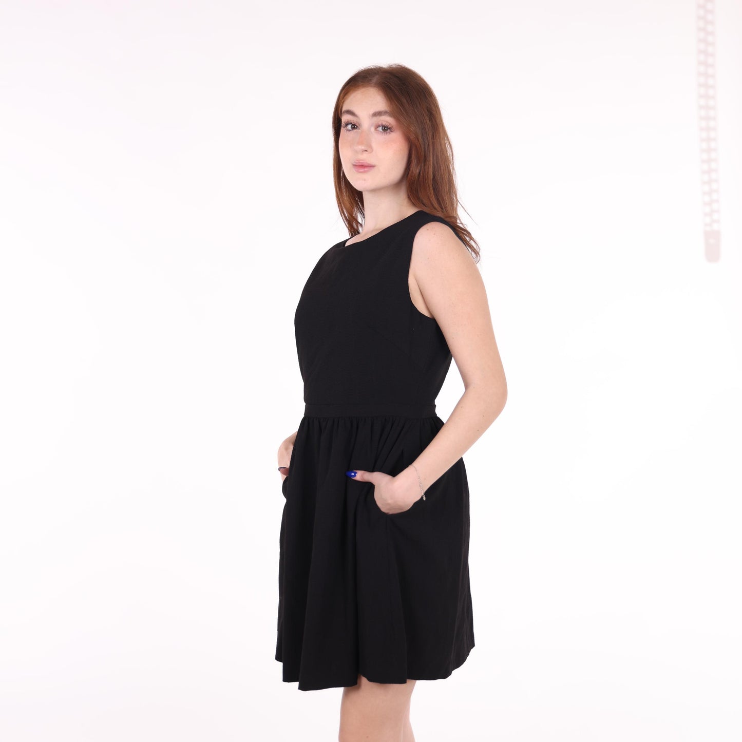 Sleeveless Black Fit-and-Flare Dress